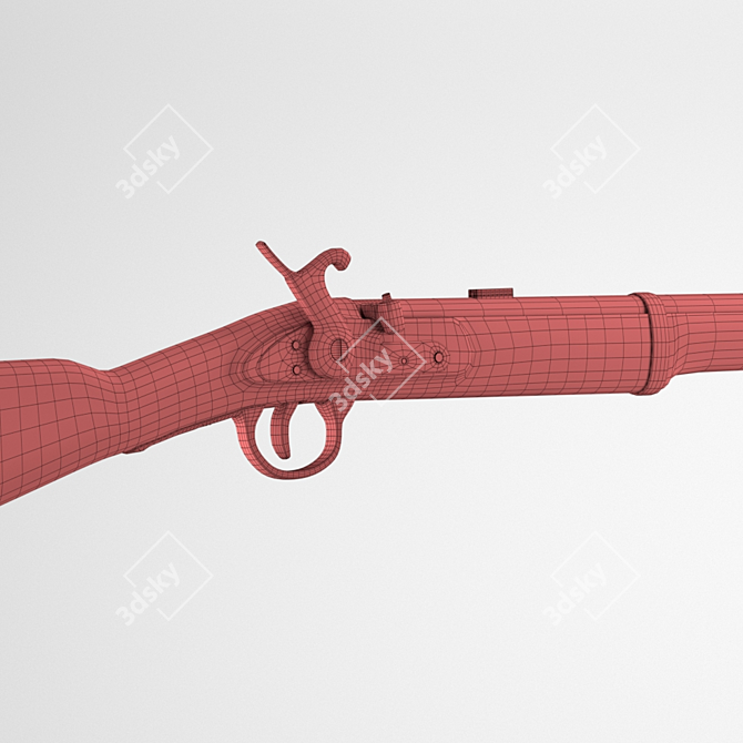 19th Century Vintage Musket 3D model image 5