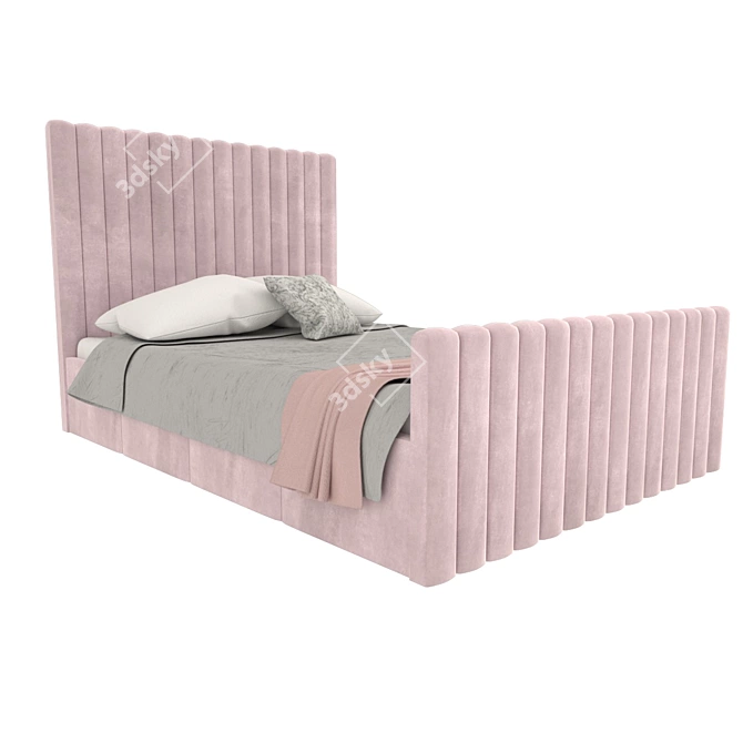 Baby Pink Velvet Khloe Ottoman Bed 3D model image 2