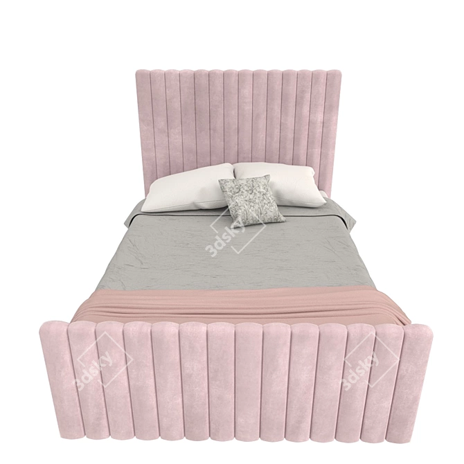 Baby Pink Velvet Khloe Ottoman Bed 3D model image 3