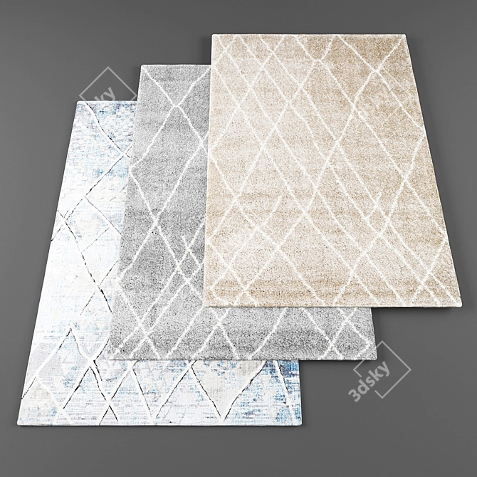 Modern Rugs Collection: 9 Pieces 3D model image 1