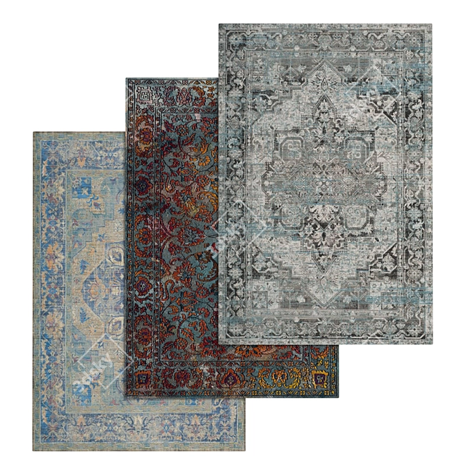 Luxury Carpet Collection: High-Quality Set of 3 Carpets 3D model image 1