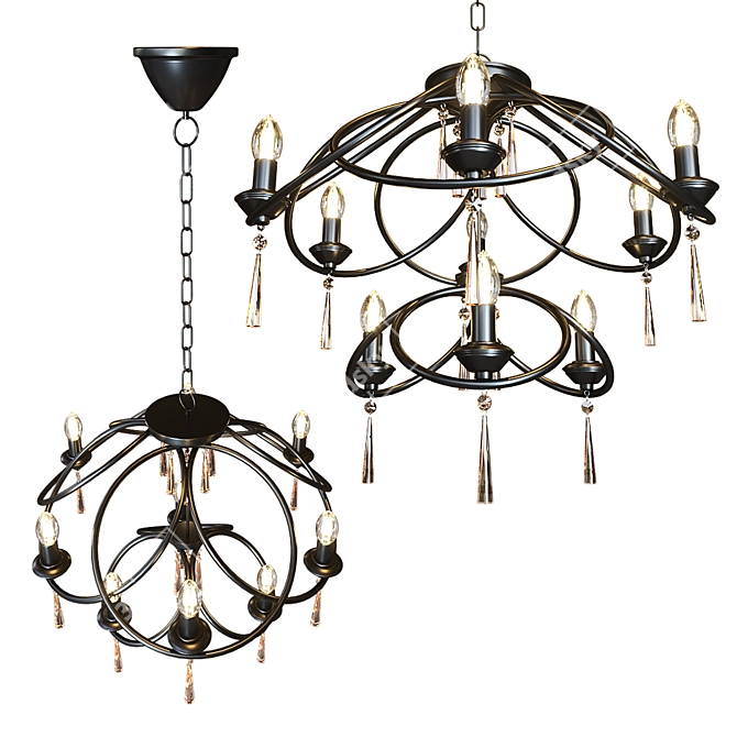 Vintage Elegance: Anevita 9-Light Chandelier 3D model image 1