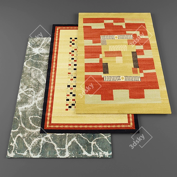 Assorted Carpet Collection: 5 Textured Designs 3D model image 1