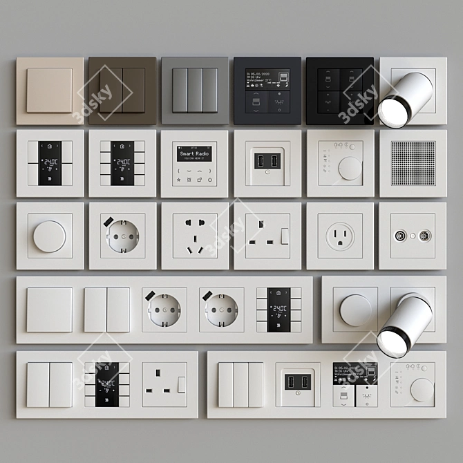 Jung Plastic Wall Switches & Sockets 3D model image 1