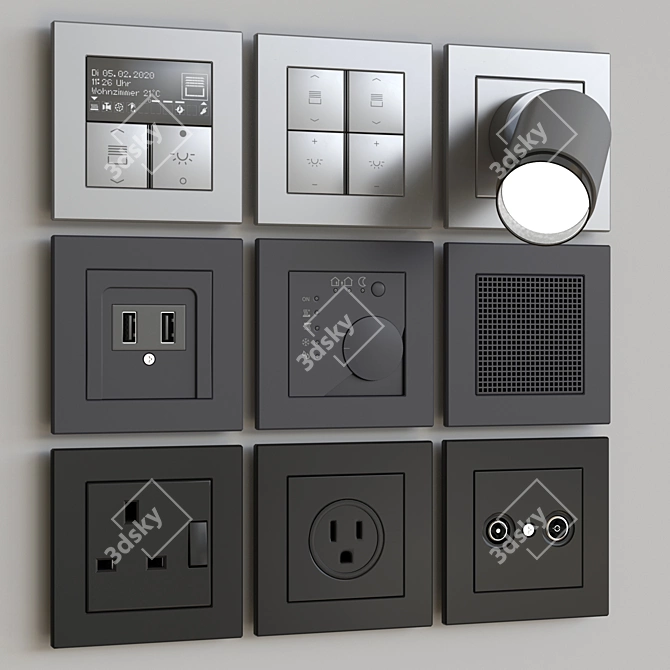 Jung Plastic Wall Switches & Sockets 3D model image 3