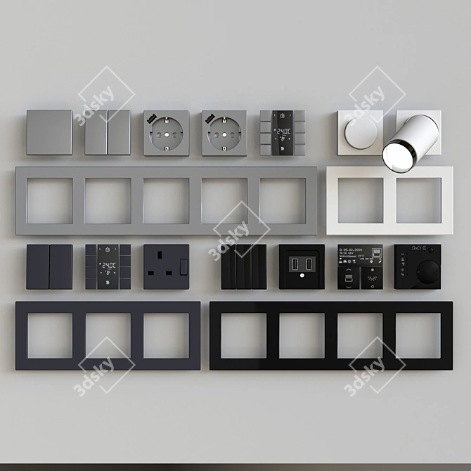 Jung Plastic Wall Switches & Sockets 3D model image 4