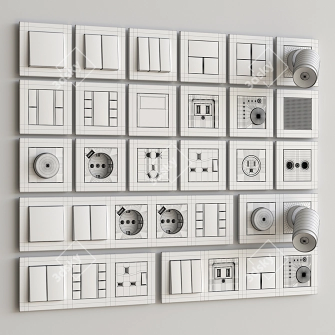 Jung Plastic Wall Switches & Sockets 3D model image 5