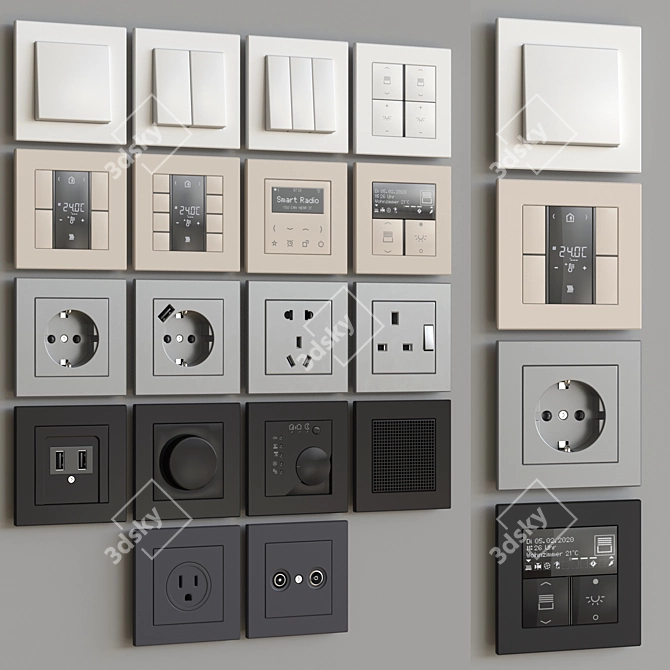 Jung Plastic Wall Switches & Sockets 3D model image 6