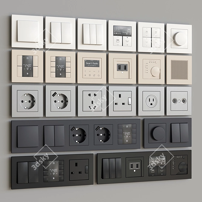 Jung Plastic Wall Switches & Sockets 3D model image 7