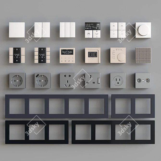 Jung Plastic Wall Switches & Sockets 3D model image 9