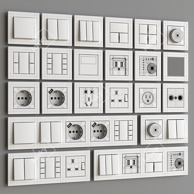 Jung Plastic Wall Switches & Sockets 3D model image 10