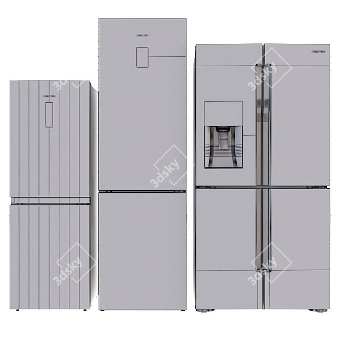 Samsung Refrigerator Set: Flex™ 4-Door, Inverter 2-Door, RB5000A 3D model image 5