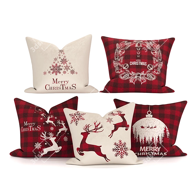 Cozy Christmas Cushions: Adorably Festive Decor 3D model image 1