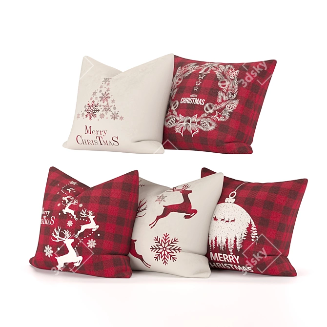 Cozy Christmas Cushions: Adorably Festive Decor 3D model image 6