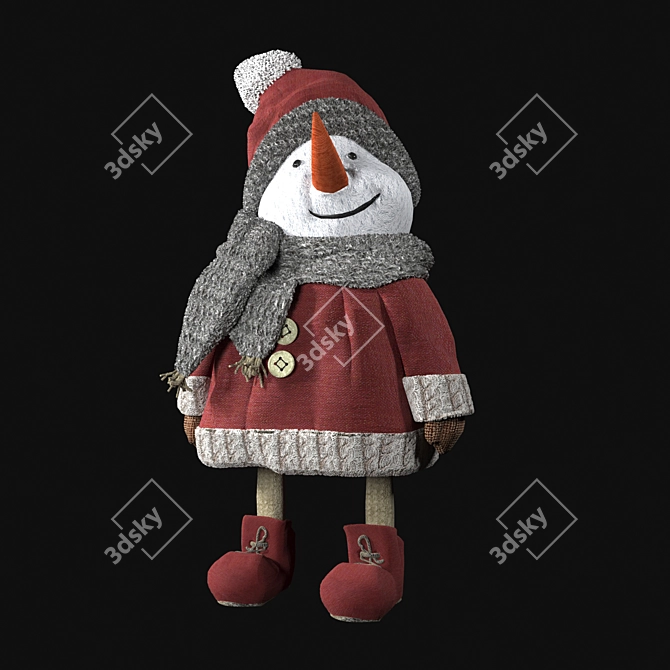 Festive Snowman Decor 3D model image 2