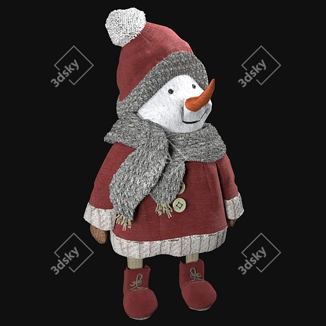 Festive Snowman Decor 3D model image 3