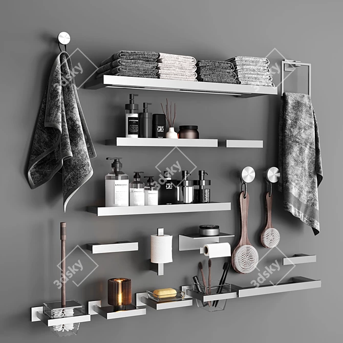 Modern Steel Bathroom Accessories 3D model image 1