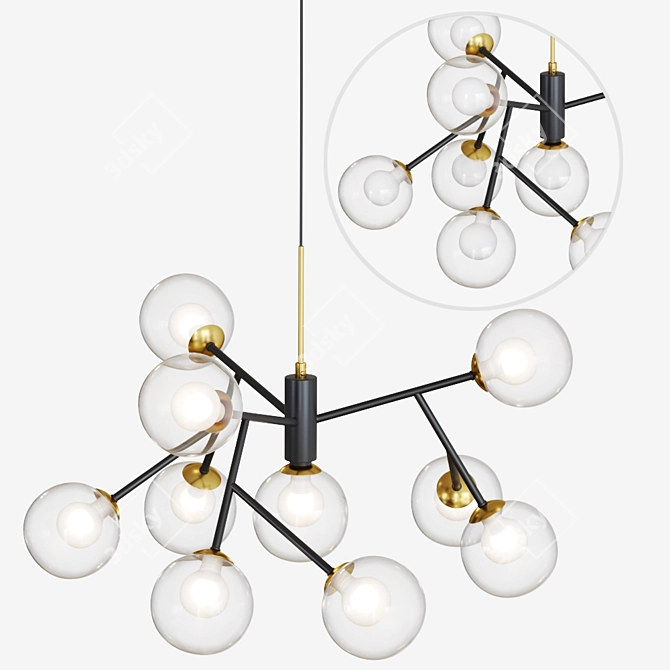 Pearl: Elegant Branch Chandelier 3D model image 2