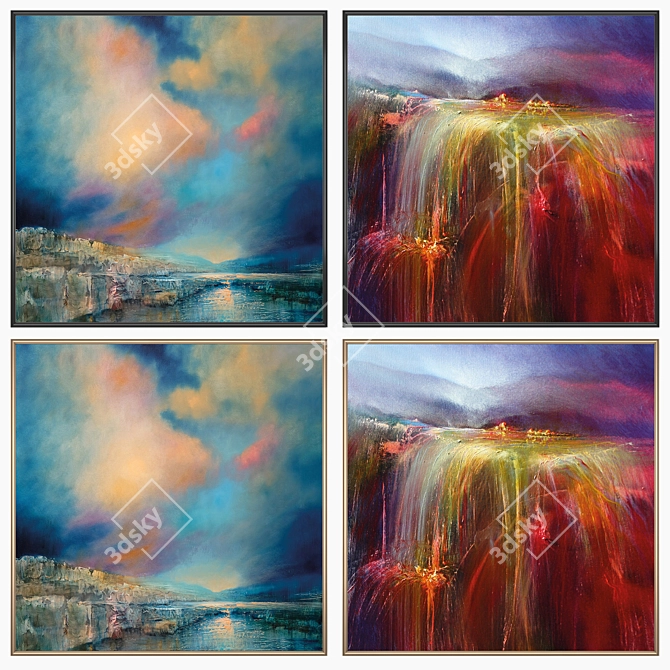 Eclectic Set of Wall Paintings 3D model image 2