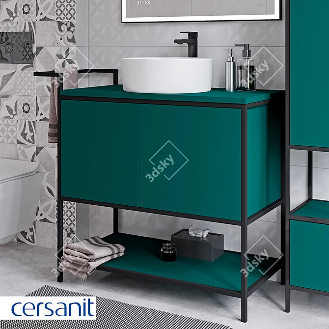 Title: Botanique 100 CREA 50 Green Sink Cabinet 3D model image 3