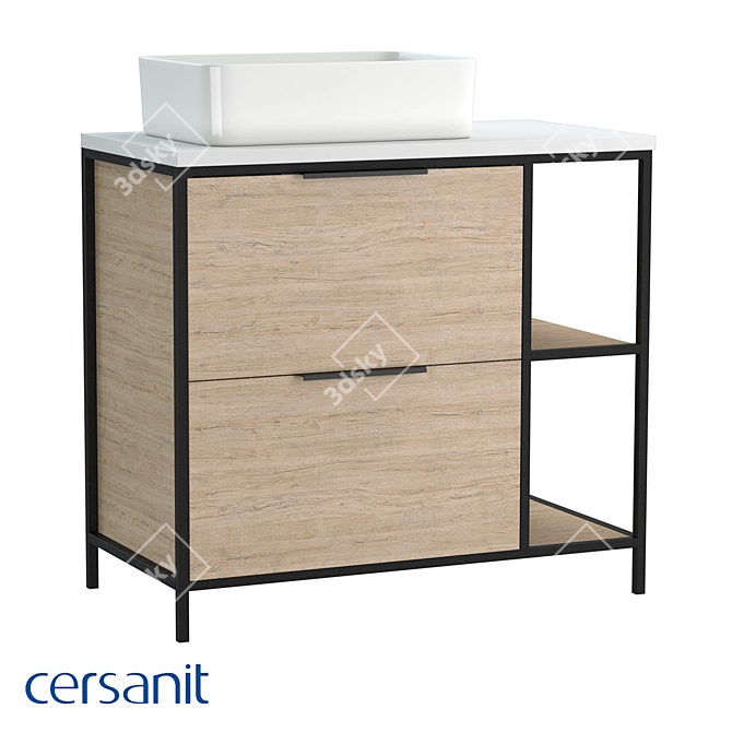 BOSQUET 80 Cabinet for CREA 50: Stylish Oak Sink Storage 3D model image 1