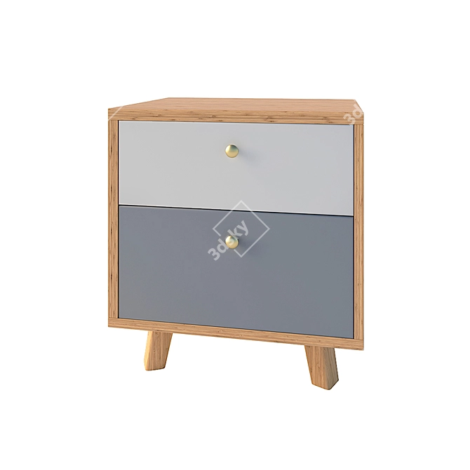 Sleek Oak Nightstand 3D model image 2