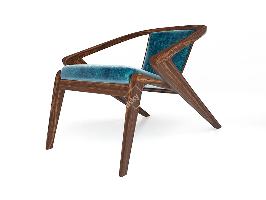 Title: Coastal Convergence Lounge Chair 3D model image 3