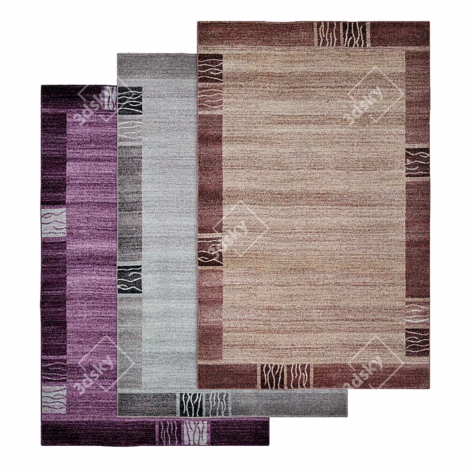 Vibrant Purple Angelica Rug: 5' x 8' 3D model image 1