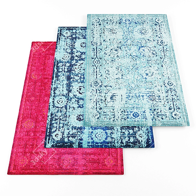 Modern Rugs Set: 3-Piece Collection 3D model image 1