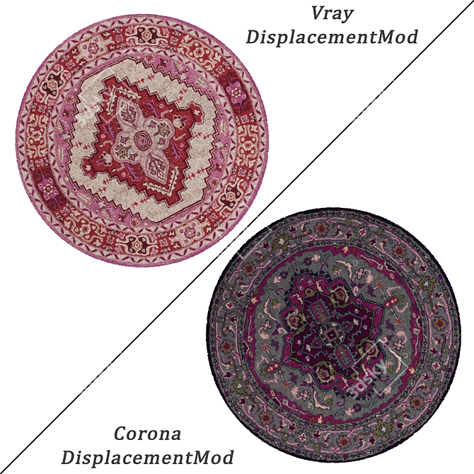 Round Carpets Set of 6: VRayFur, VRayDisplacementMod & CoronaDisplacementMod 3D model image 2