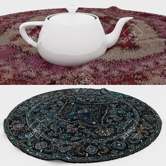 Round Carpets Set of 6: VRayFur, VRayDisplacementMod & CoronaDisplacementMod 3D model image 3