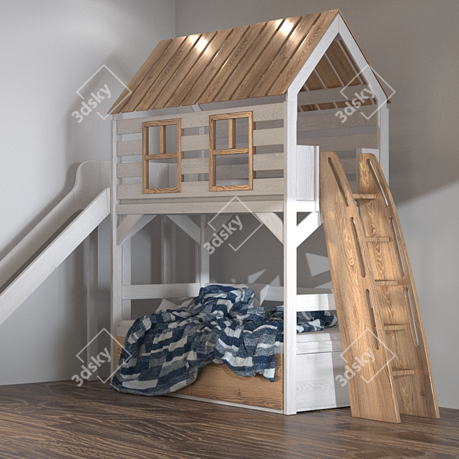 Dreamland Duet: Double Kids Bed 3D model image 2