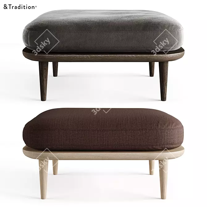 Modern Scandinavian Pouf Ottoman 3D model image 2