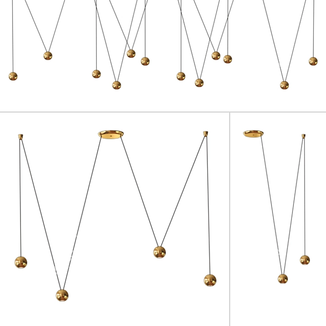 Sfere Brass Pendant Lights - Versatile and Stylish 3D model image 3