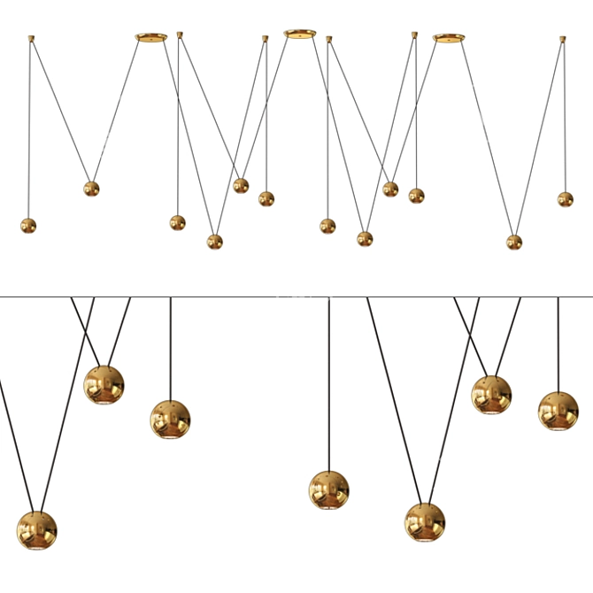 Sfere Brass Pendant Lights - Versatile and Stylish 3D model image 4