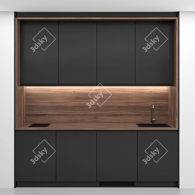 Modern Kitchen | Compact and Editable Design 3D model image 1