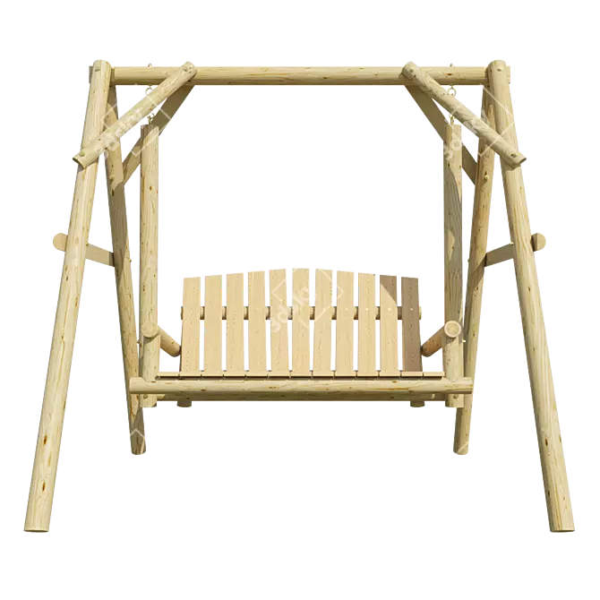 Title: Rustic Wooden Swing 3D model image 1