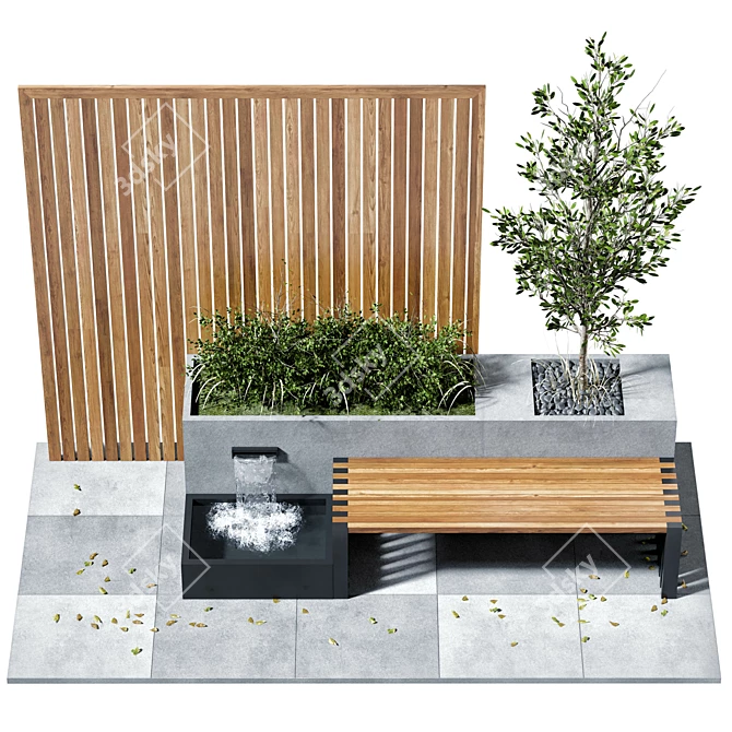Modern Bench Set: Stylish and Versatile 3D model image 3