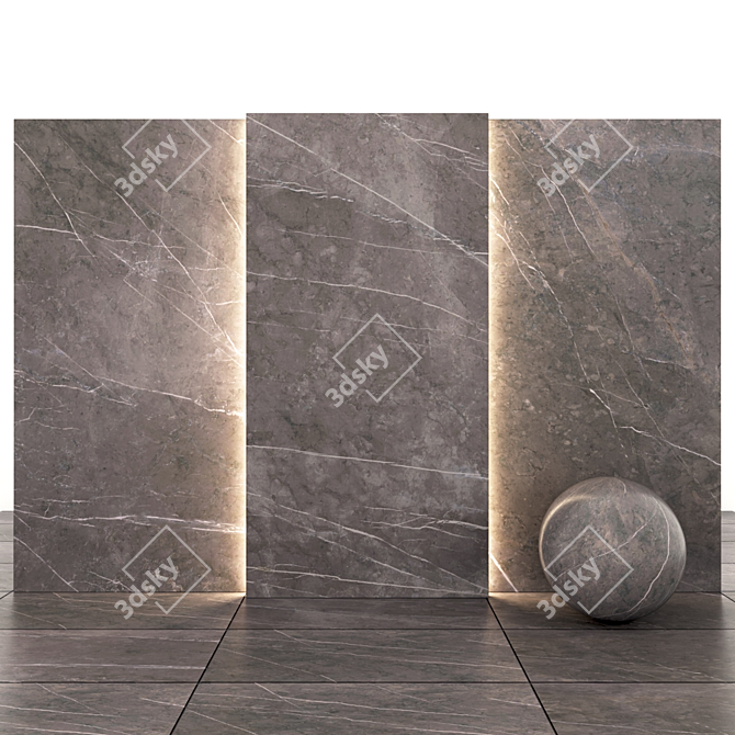 Glossy Gray Stone Slabs & Tiles 3D model image 1