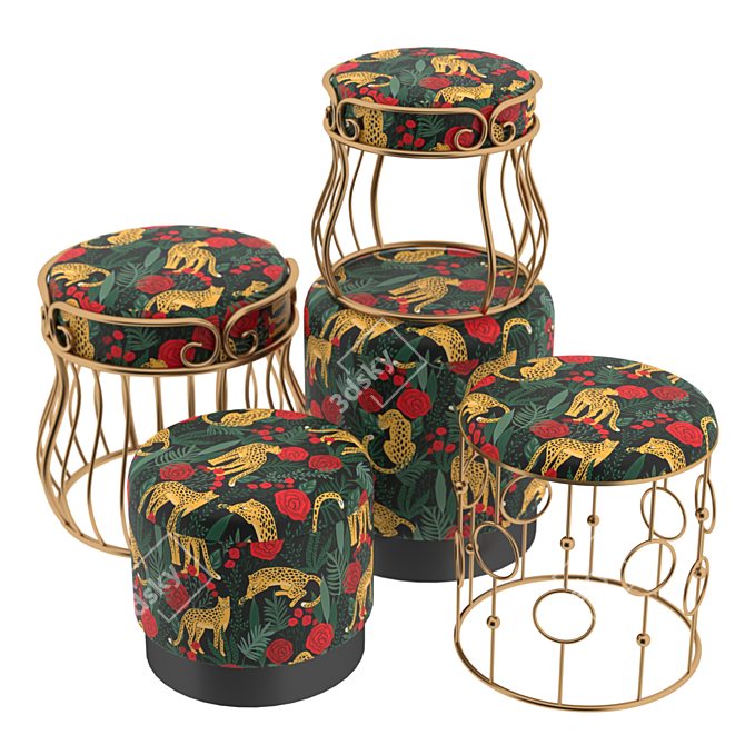 Exotic Glamour Ottoman Set 3D model image 1