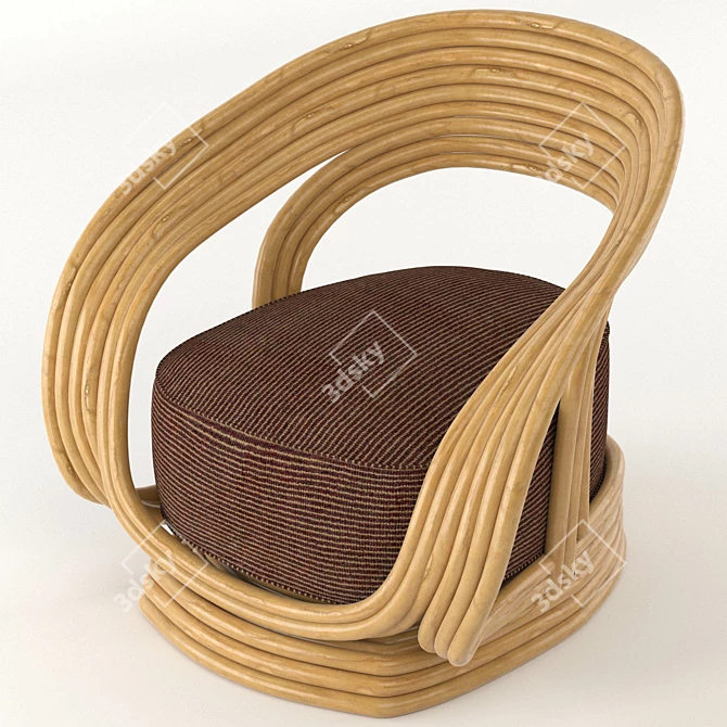 Tropical Rattan Chair: Summer Vibes 3D model image 3