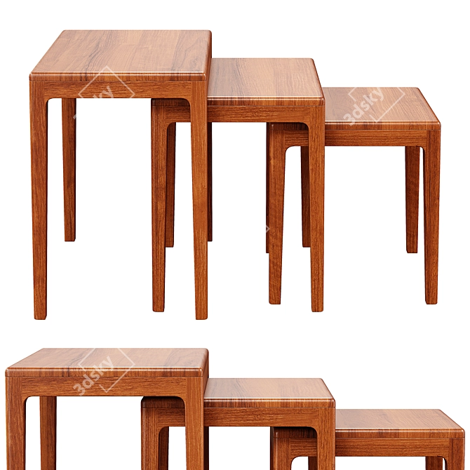 Zara Home Wooden Tables Set 3D model image 1