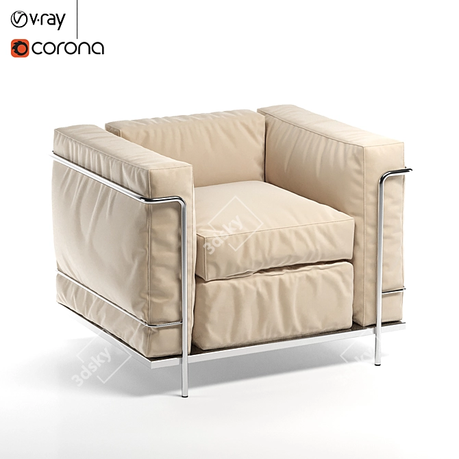 Modern Lc2 Poltrona Armchair: Sleek Comfort by Cassina 3D model image 1