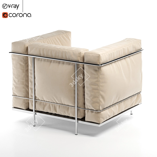Modern Lc2 Poltrona Armchair: Sleek Comfort by Cassina 3D model image 2