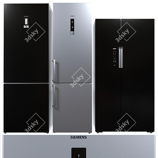 Siemens 2-Piece Refrigerator Set - Choose Your Perfect Size 3D model image 2