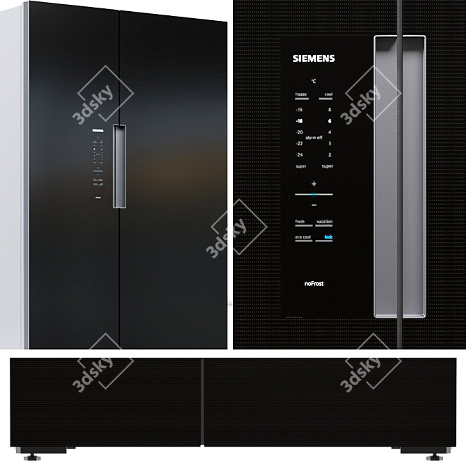 Siemens 2-Piece Refrigerator Set - Choose Your Perfect Size 3D model image 3