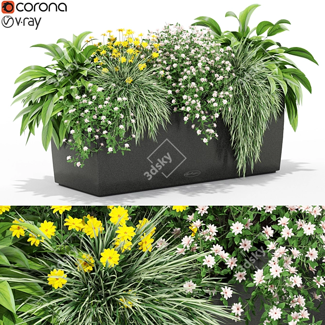 Beautiful Plants in Lechuza BALCONERA 3D model image 1