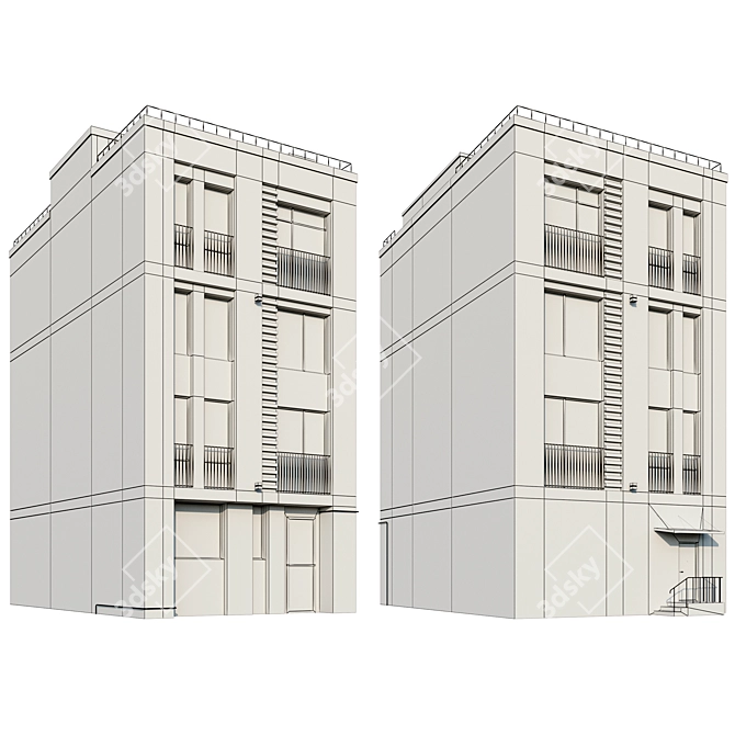 Minimalist Residential House 3D model image 3