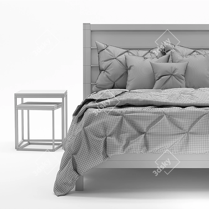 Royal Blue Cotton Bed Cover 3D model image 4