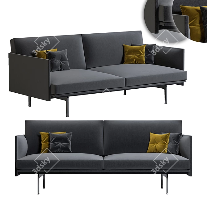 Minimalist Muuto Outline Sofa 3D model image 1